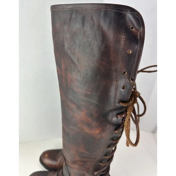 *Flawed Freebird Coal Boots Distressed Leather Tall Lace Up Western Festival 8 - Picture 6 of 16